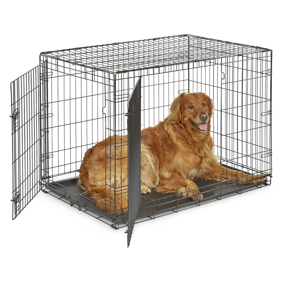 Spacious Double Door Stylish Dog Crate by New World