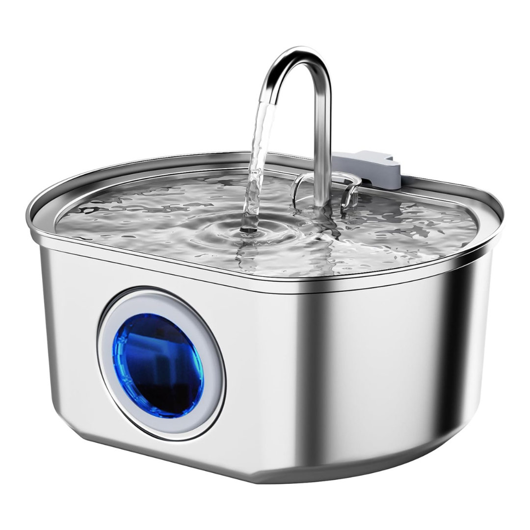 Neareal Stainless Steel Cat Water Bowl Fountain