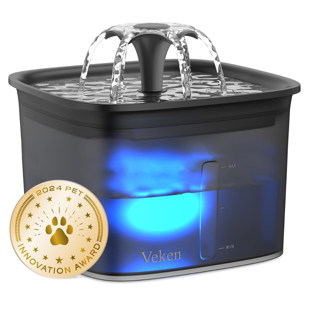 Veken Cat Water Bowl Fountain Space Black